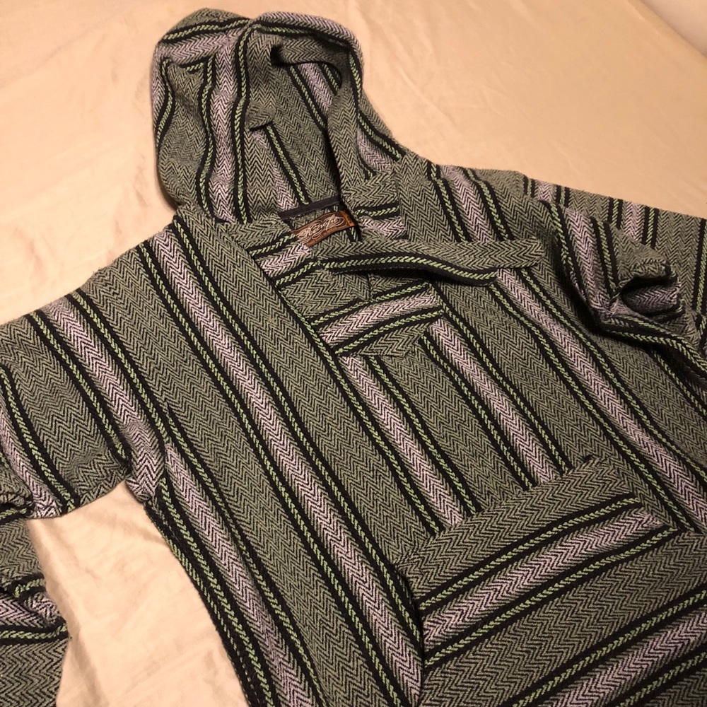 Green Mexican poncho jacket